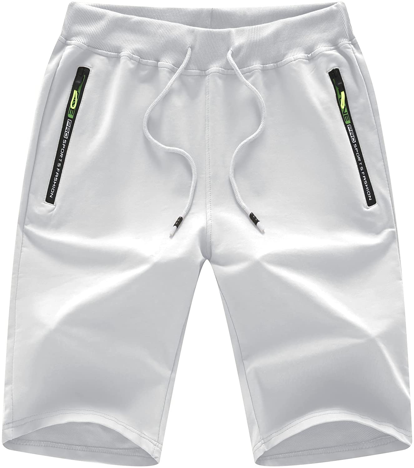 Chrisuno Men's Shorts Elastic Waist Athletic Sweat Shorts with Zipper Pockets 