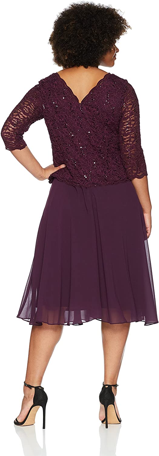 Alex Evenings Women´s Plus Size Tea-Length Lace Mock Dress