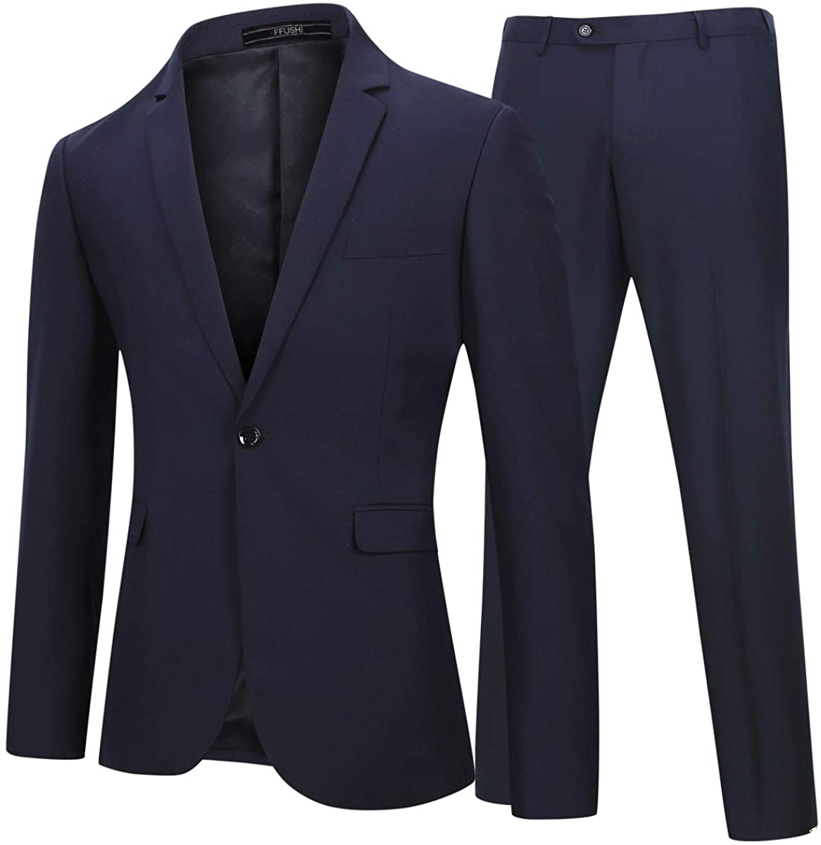 YFFUSHI Mens 2 Piece Suits One Button Formal Slim Fit Solid Color ...