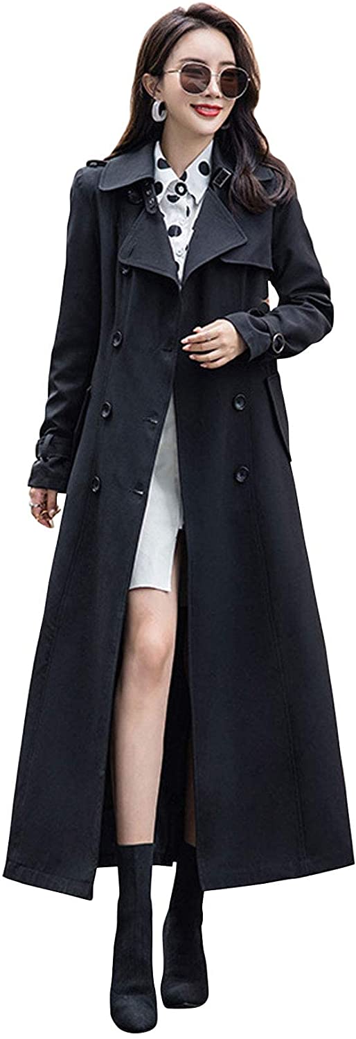 Angreb Kostbar lejer ebossy Women's Double Breasted Duster Trench Coat Slim Full Length Maxi  Long Ove | eBay