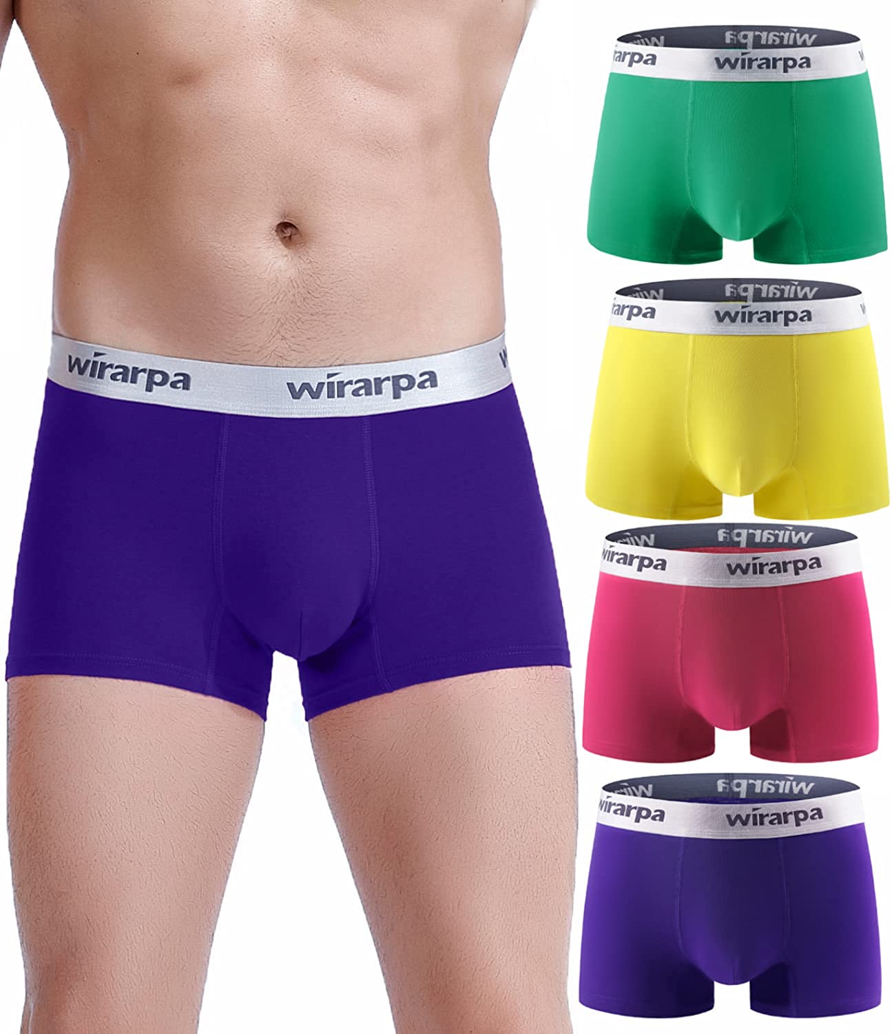 wirarpa Mens Trunks Underwear Cotton Boxer Briefs Short Leg Comfortable  Underpants