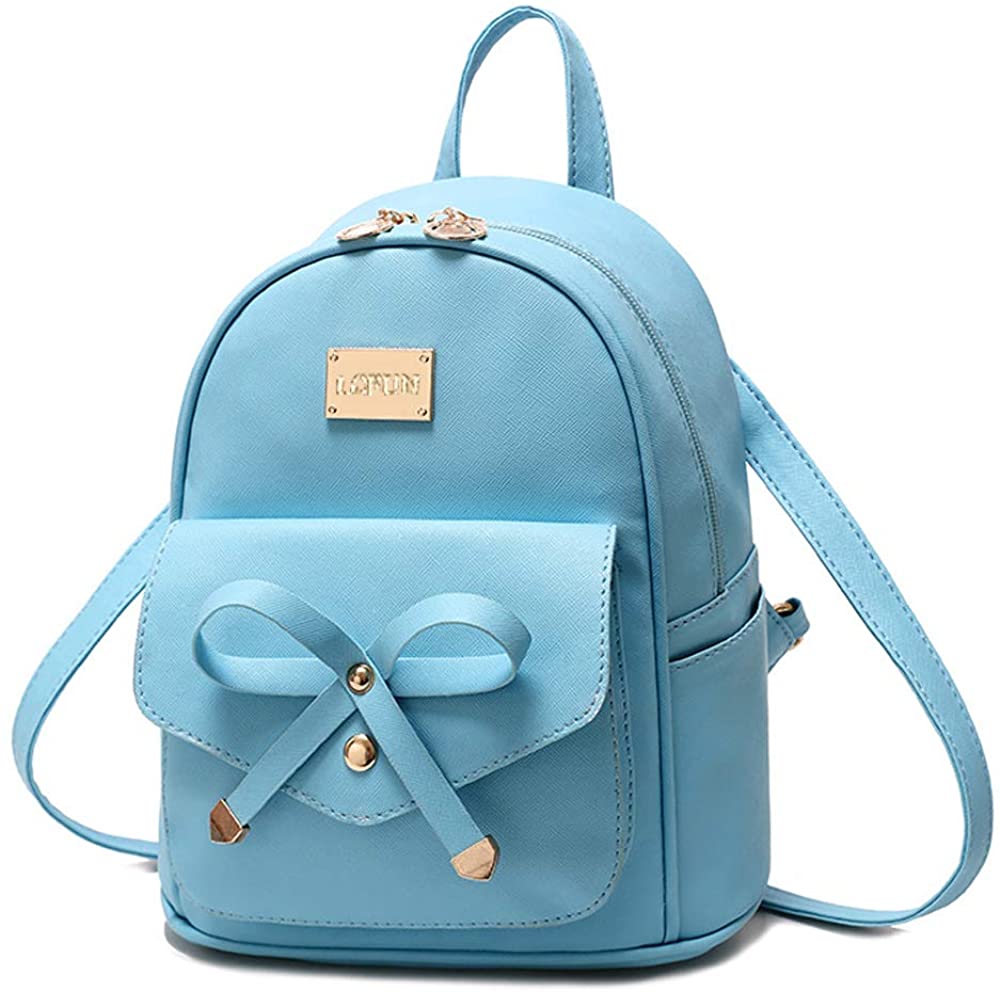 SAKRIT COLLECTION Elegant Fancy Women Cute Small PU Leather Backpack Purse  Ladies Casual Satchel Travel Backpack with side cute teddy for Girls(Blue)