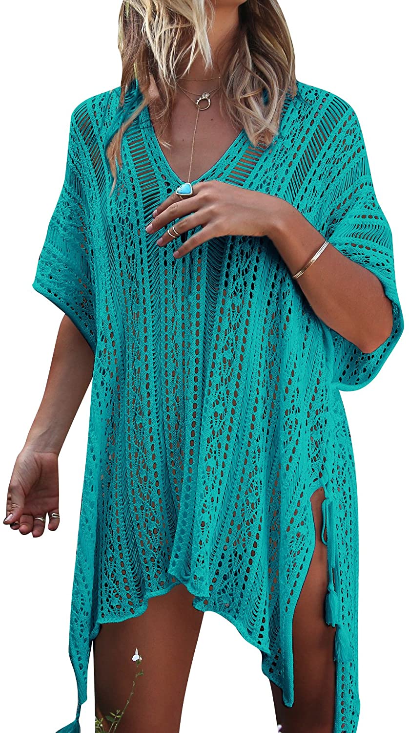 Jeasona Beach Coverups for Women Bathing Suit Swimsuit Swim Cover Up  Crochet Dress