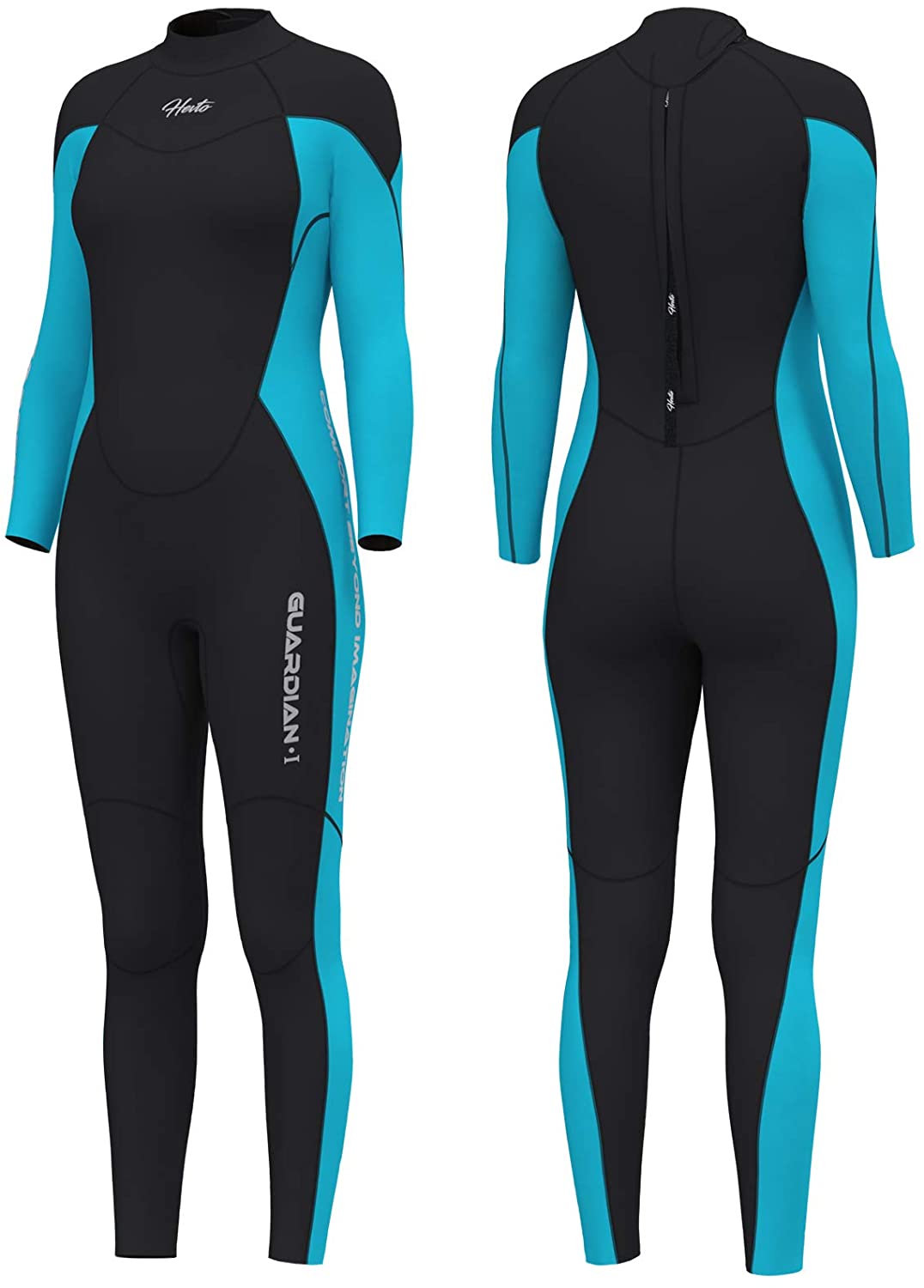 Hevto Wetsuits Men and Women Guardian II Upgrade 5/3mm Neoprene GBS Seal Scuba Diving Full Suits Surfing Long Sleeve for Water Sports 
