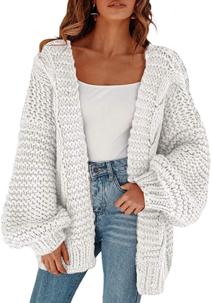 Remikstyt Womens Chunky Cardigan Cable Knit Oversized Open Front