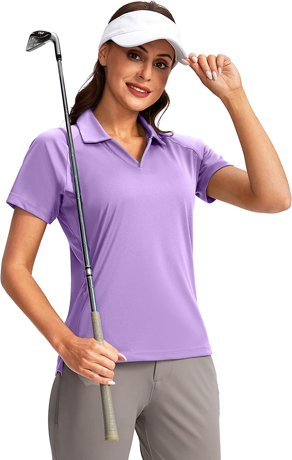 Obla Women's Golf Shirt Quick Dry V-Neck Short Sleeve Tennis Tops UPF50+  Collared Golf Polo Shirts for Women (White_XS) at  Women's Clothing  store