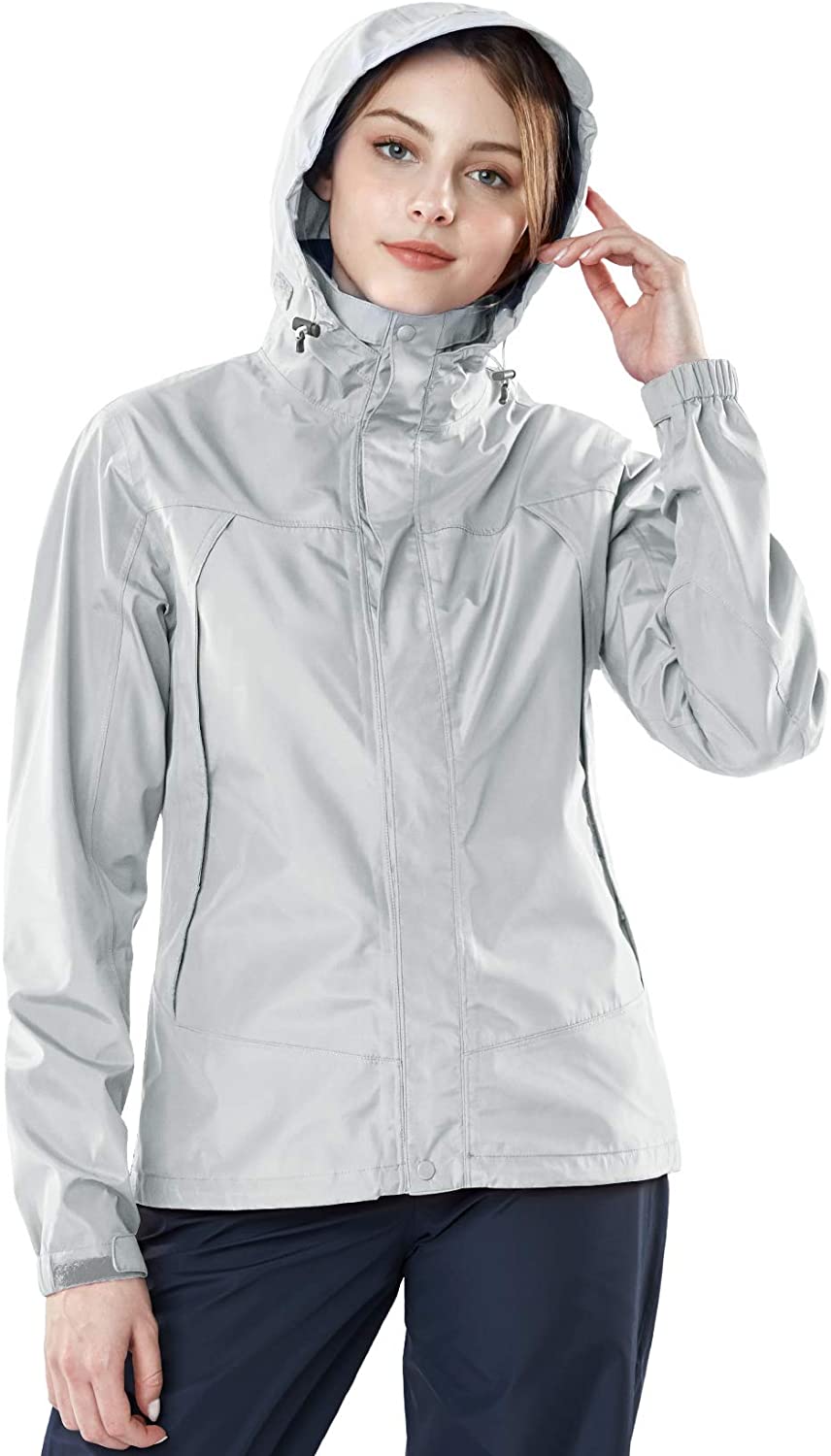 Breathable Waterproof Raincoat TSLA Mens Outdoor Rain Jacket with Hood Lightweight Packable Windbreaker 