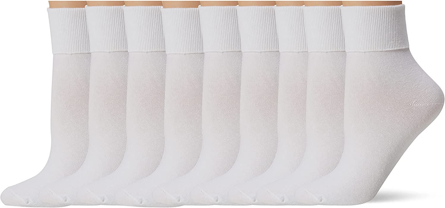No nonsense Women's Cotton Basic Cuff Sock 3 Pair Pack White One
