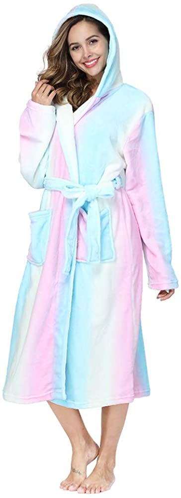  RONGTAI Fleece Robes For Women Plush Soft Warm Long Bathrobe