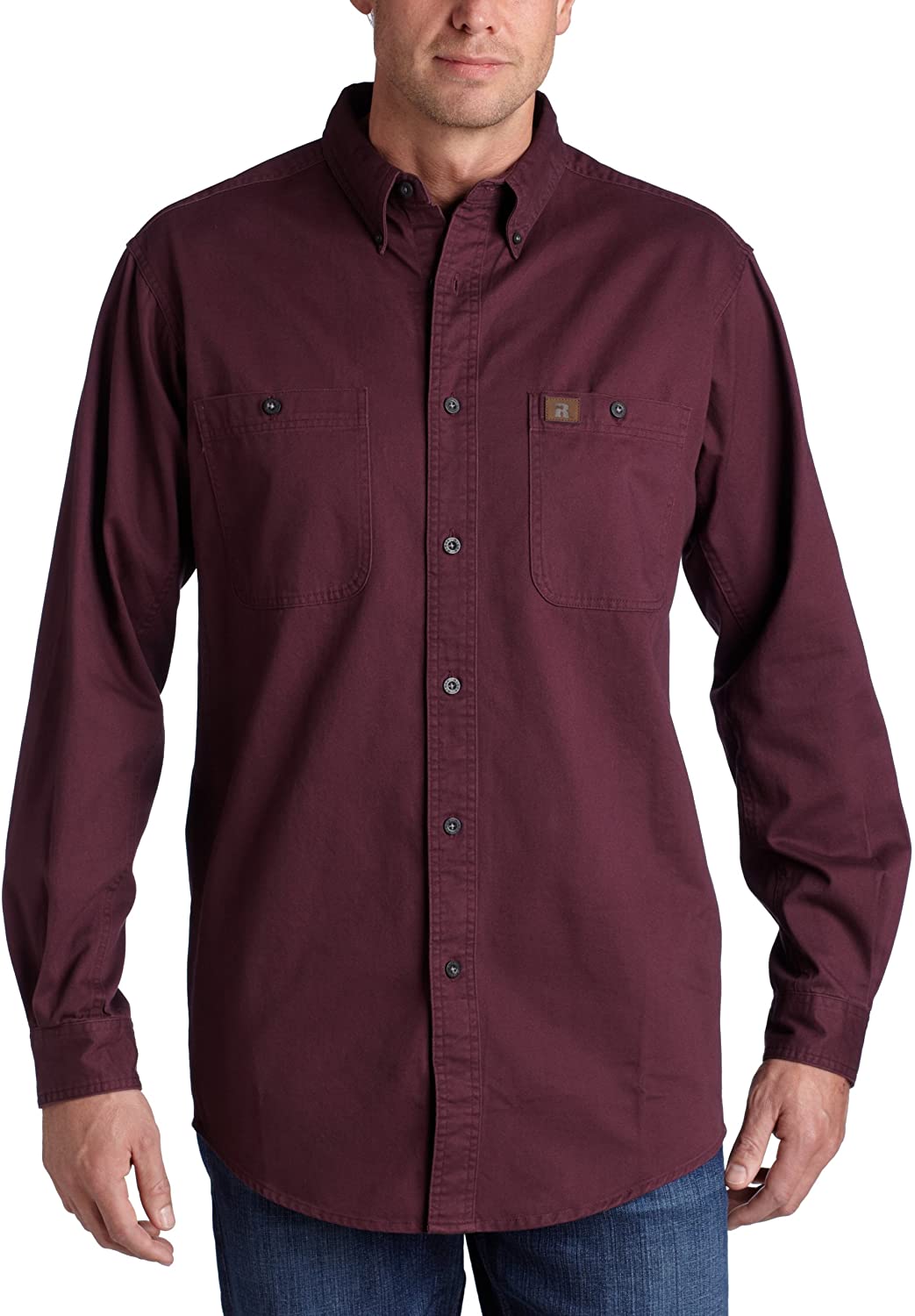 Wrangler Men's Riggs Workwear Twill Work Shirt (XL Tall Burgundy)