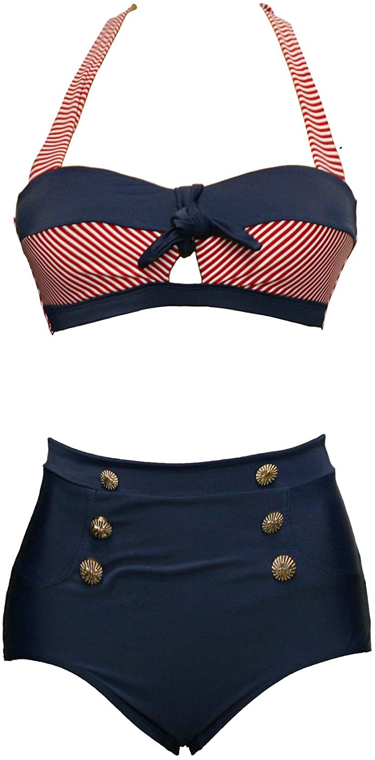 Femme Volants Bikinis Taille Haute Vintage 2 Pièces Push Up Maillot de Bain  – Ride And Slide MarketPlace