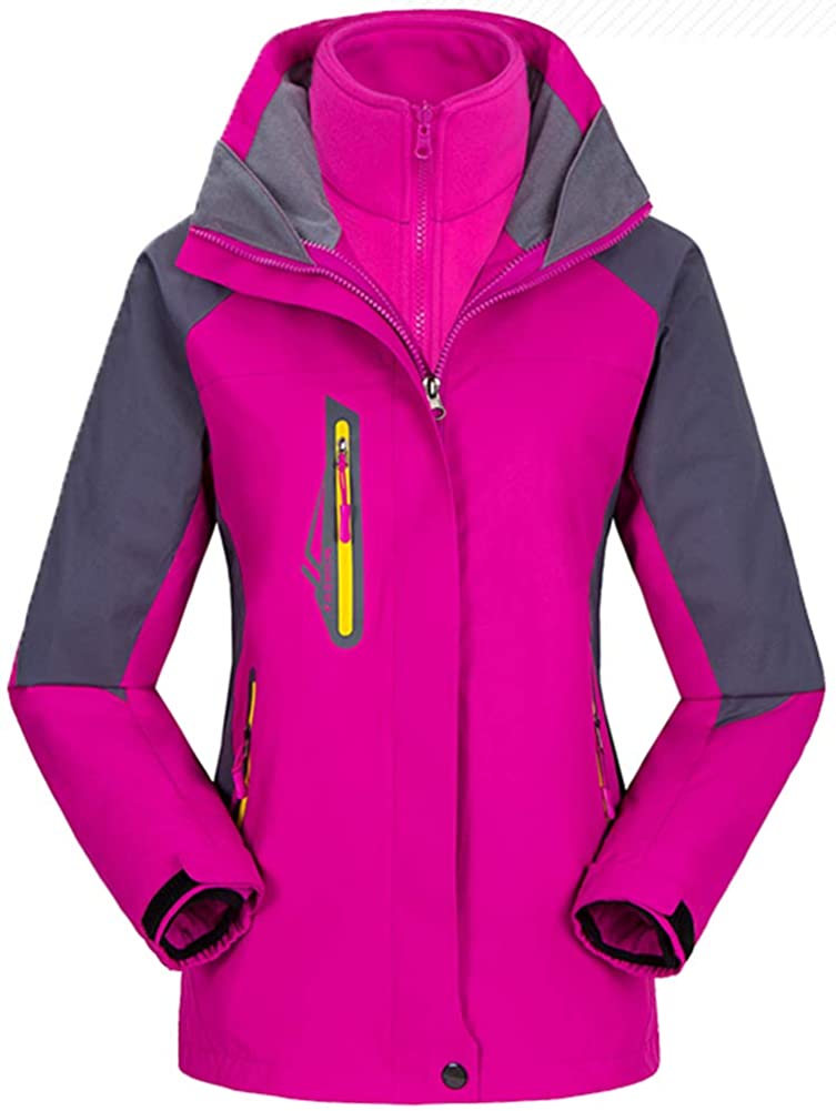 AbelWay Womens Outdoor Mountain Waterproof Windproof Fleece Ski Hooded Jacket Rain Coat