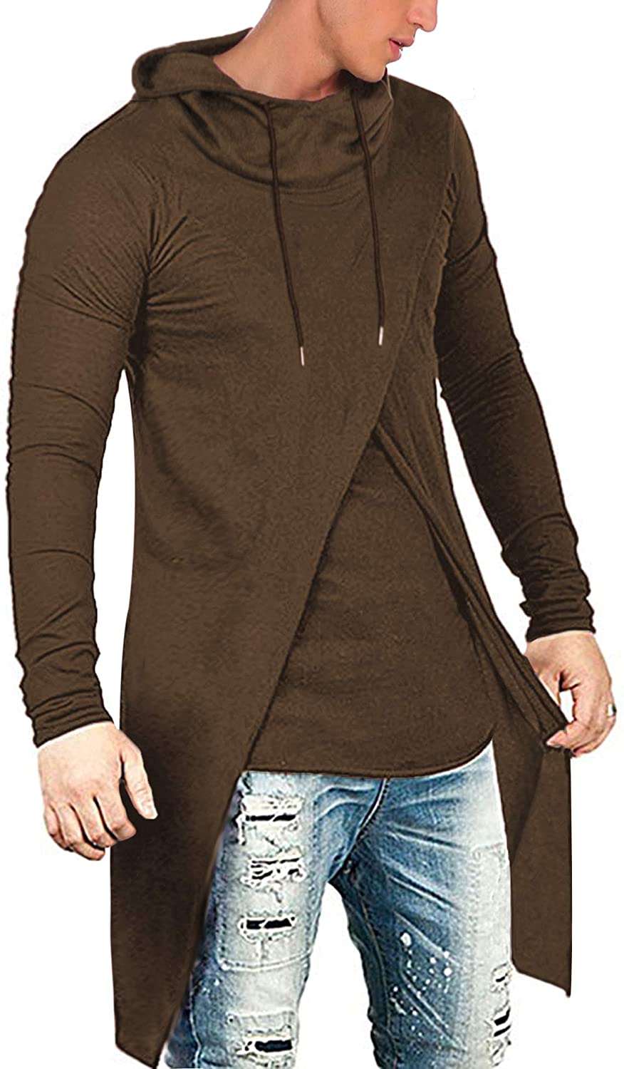 Mens Thin Hoodid Pullover Long Sleeve T-Shirt Slim Fit Hooded Sweatshirt  Hoody