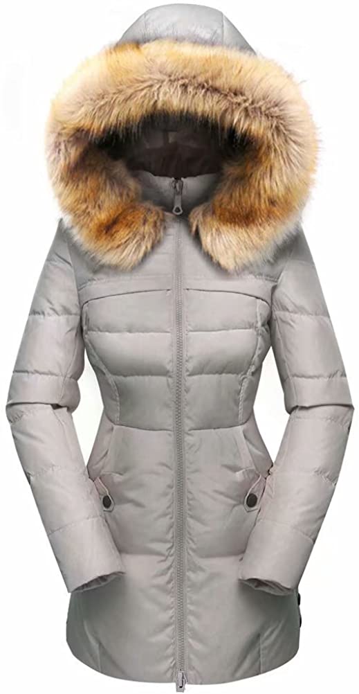 Beinia Valuker Women's Down Coat Fur Hood 90% Down Parka Puffer Jacket All Sizes