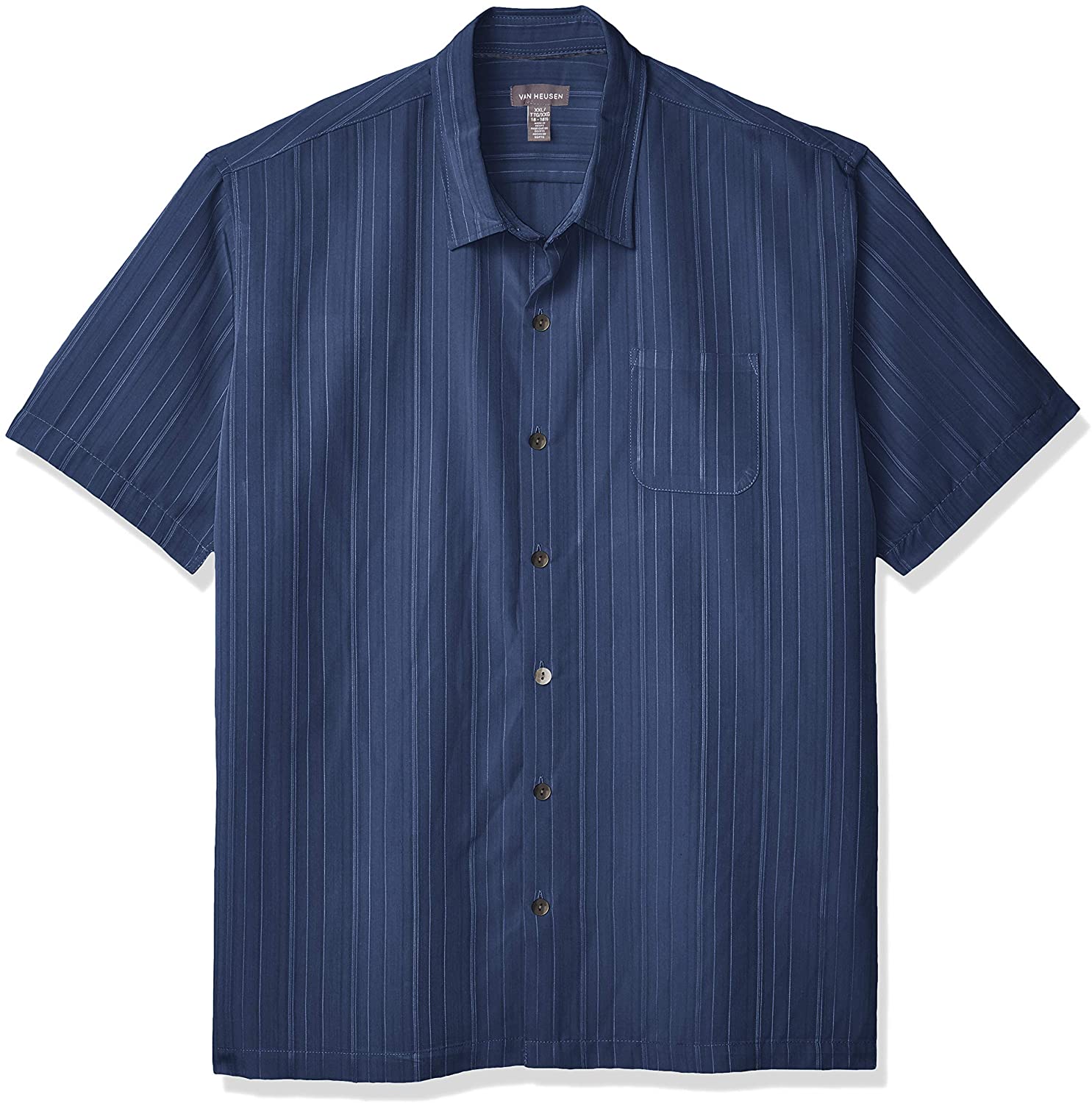 Van Heusen Mens Big and Tall Air Short Sleeve Button Down Poly Rayon Stripe Shirt 
