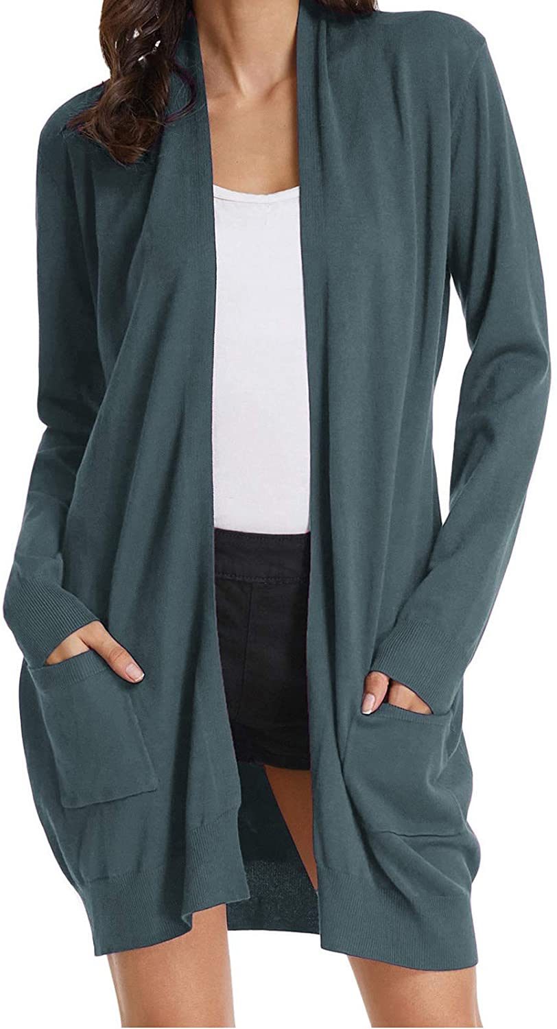 GRACE KARIN Women Open Front Cardigan Sweaters Pockets Long Sleeve Shrugs 