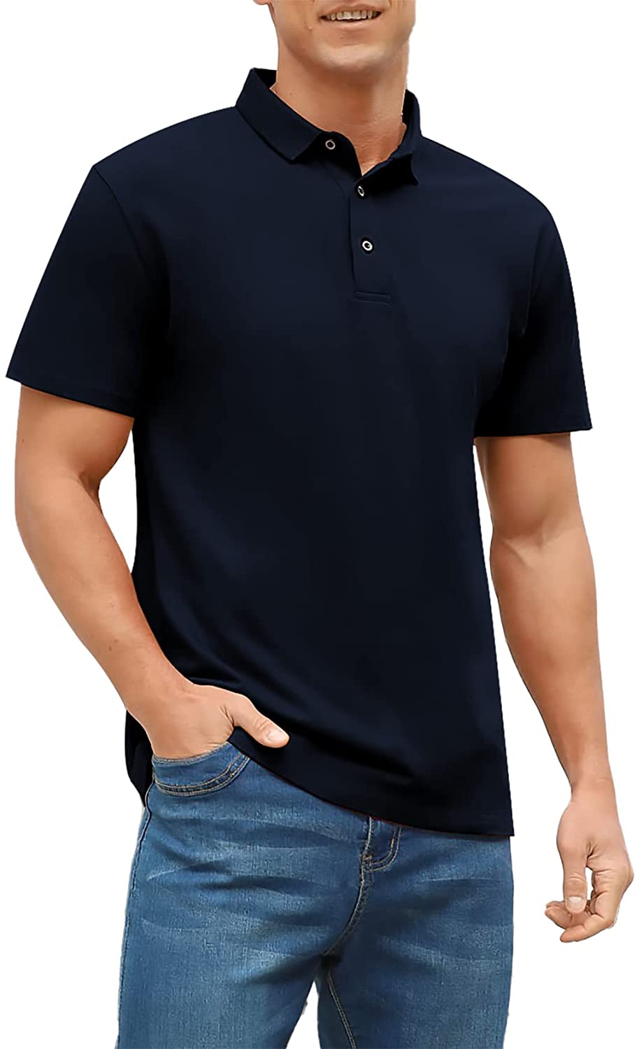 NITAGUT Mens Polo Shirts Short Sleeve Summer Cotton Classic Fit Polo ...