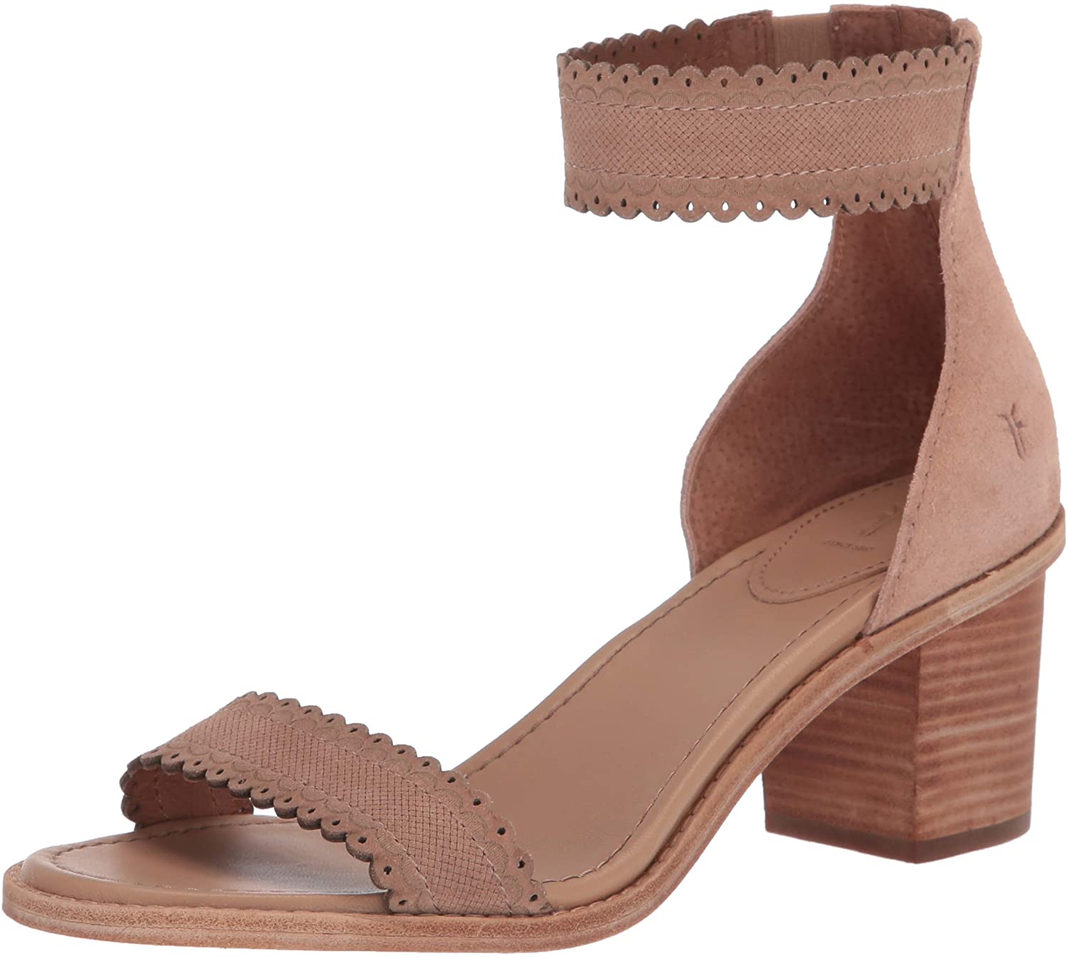 frye scallop back zip suede sandals