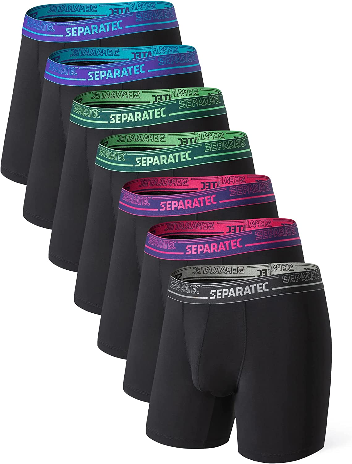 Separatec Men's 7 Pack Breathable Cotton Underwear Separated Pouch Colorful  Ever
