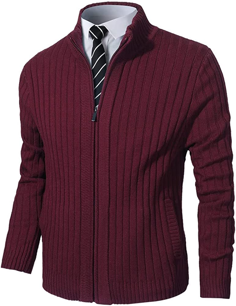 Pioneer Camp Mens Cardigan Sweaters Full Zip Up Stand Collar Slim Fit ...