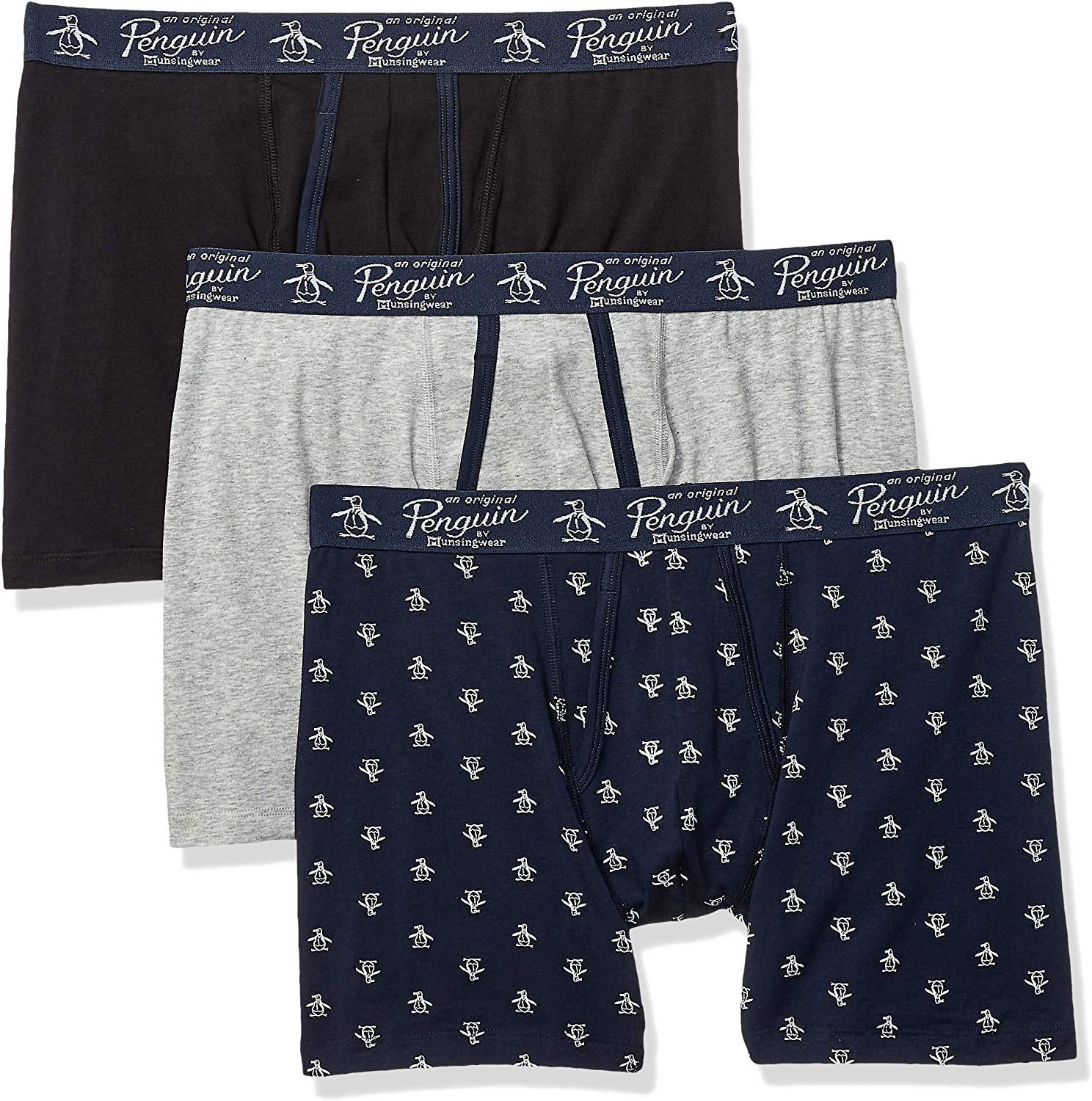 Original Penguin Men's Cotton Stretch Boxer Brief Underwear, Multipack ...