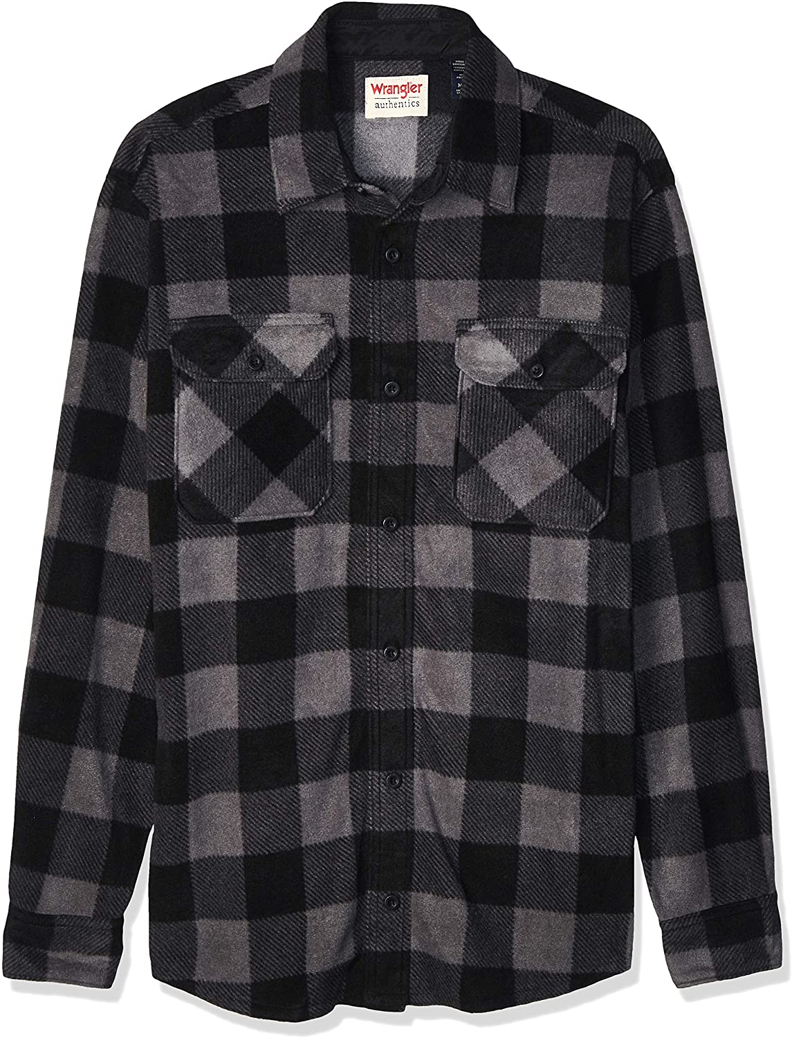 wrangler authentics men's long sleeve heavyweight plaid fleece shirt