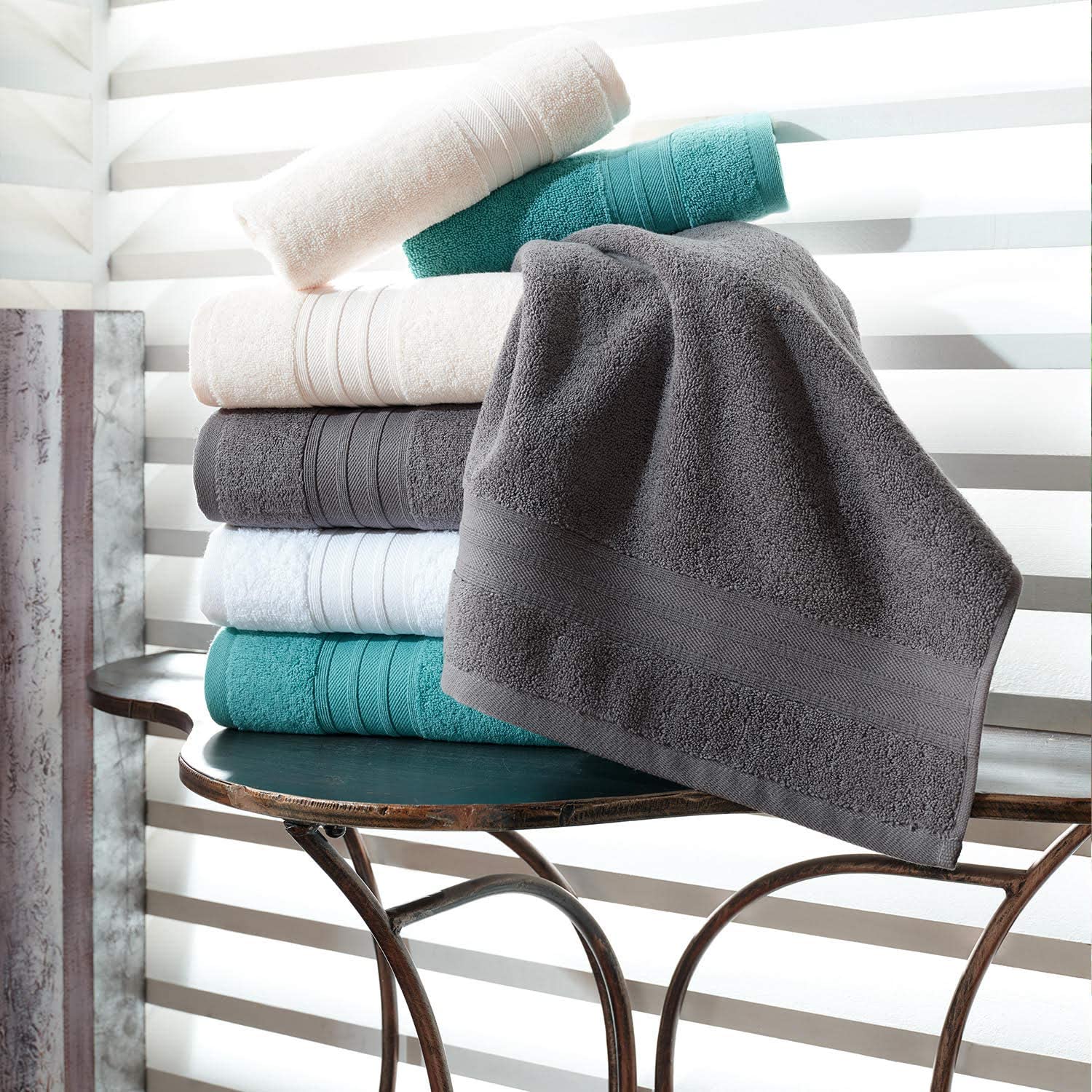 Hammam Linen 6-Piece Grey Bath Towels Set Original Turkish Cotton Soft