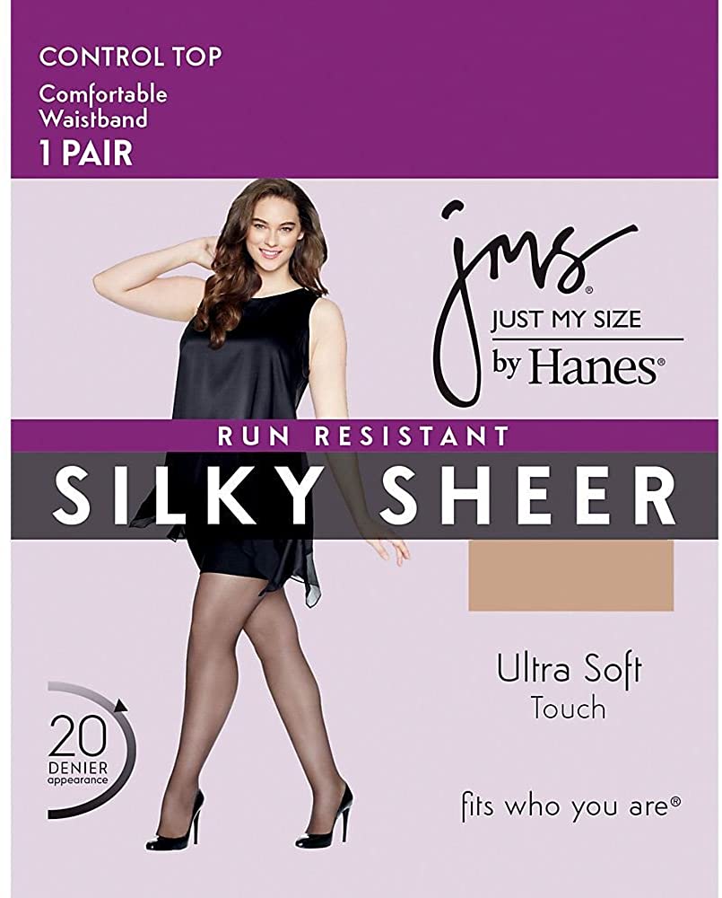 Just My Size Womens Plus Size Run Resistant Control Top Panty Hose