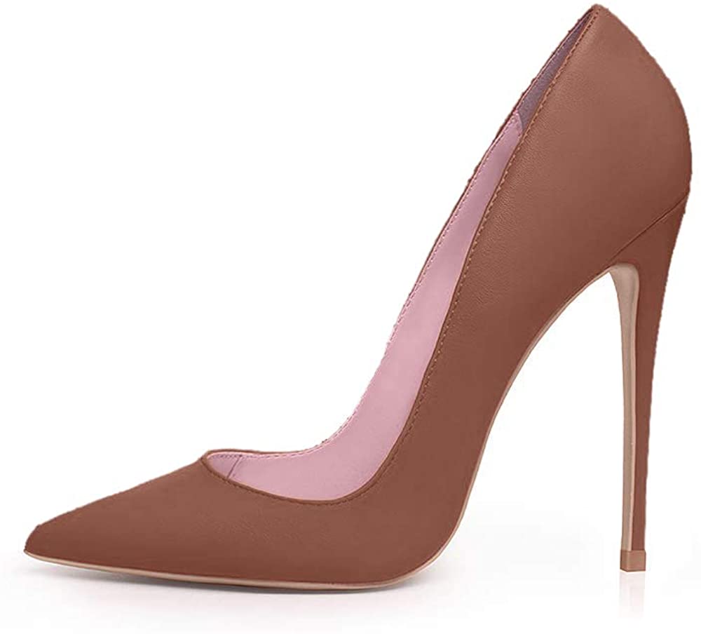 Buy Elisabet Tang Women Pumps, Pointed Toe High Heel 4.7 inch/12cm Party  Stiletto Heels Shoes, Nude, 8 at