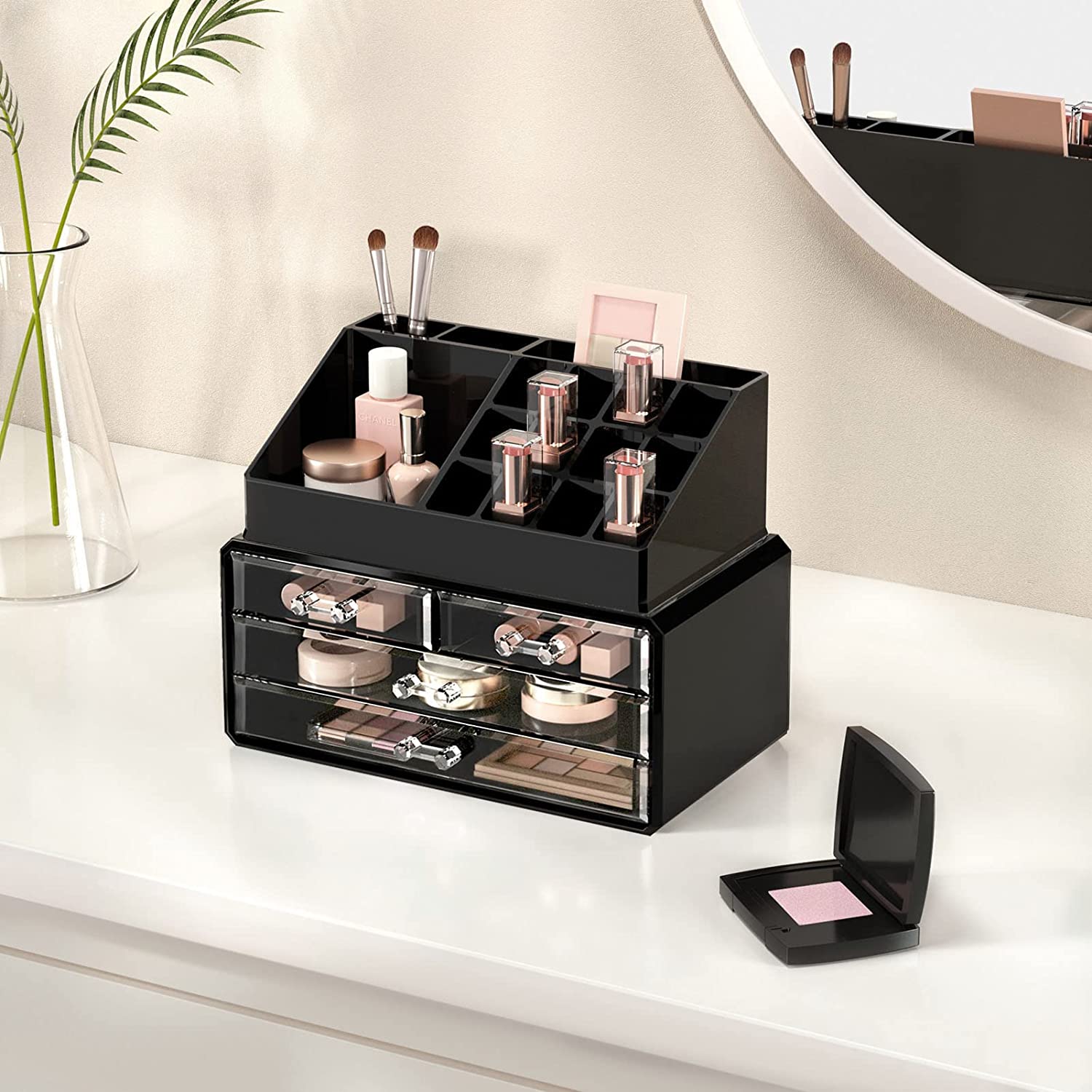 HBlife Plastic Makeup Organizer for Vanity, Large Skincare