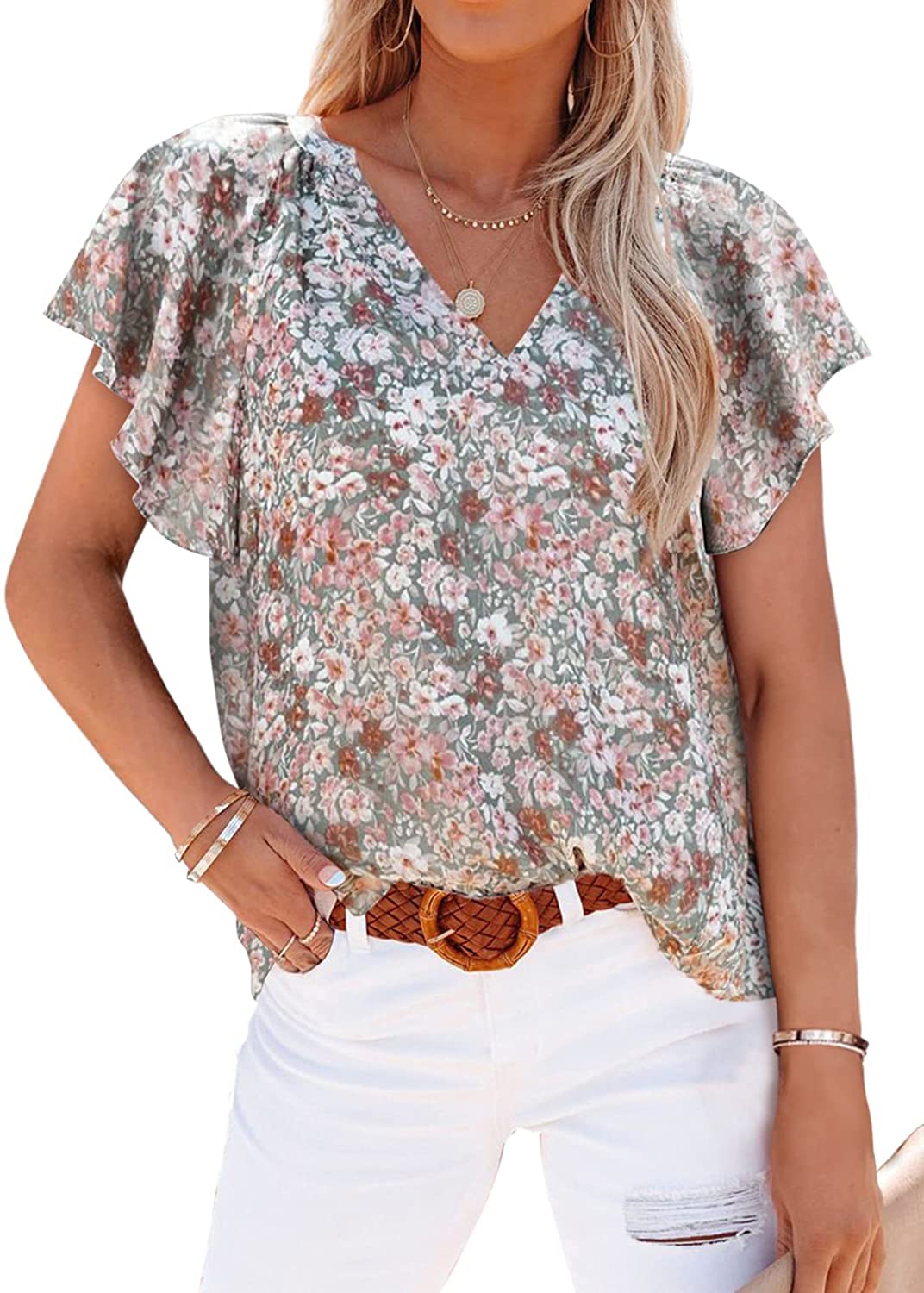 SHEWIN Womens Casual Boho Floral Print V Neck Long Sleeve Loose Blouses  Shirts Tops : : Clothing, Shoes & Accessories