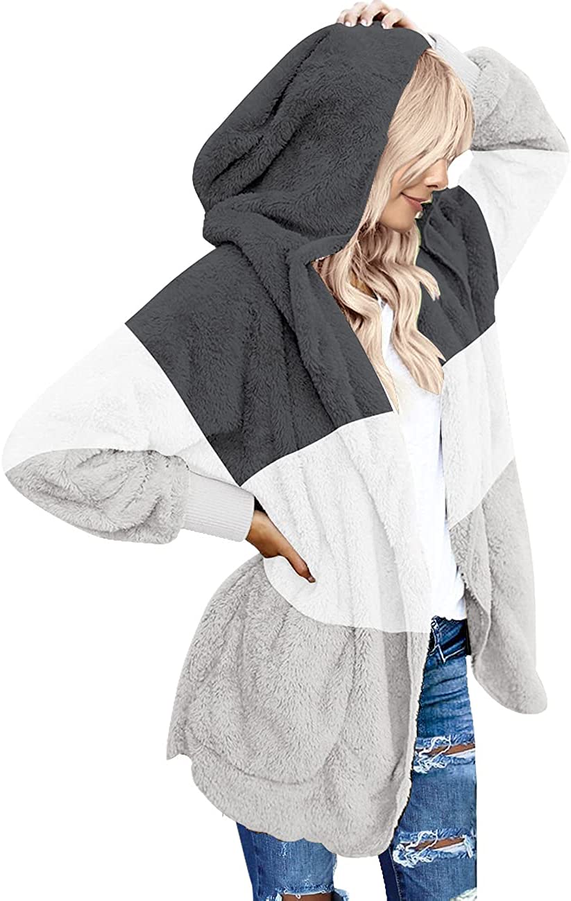 Women's oversized open front hooded draped pockets hotsell cardigan coat