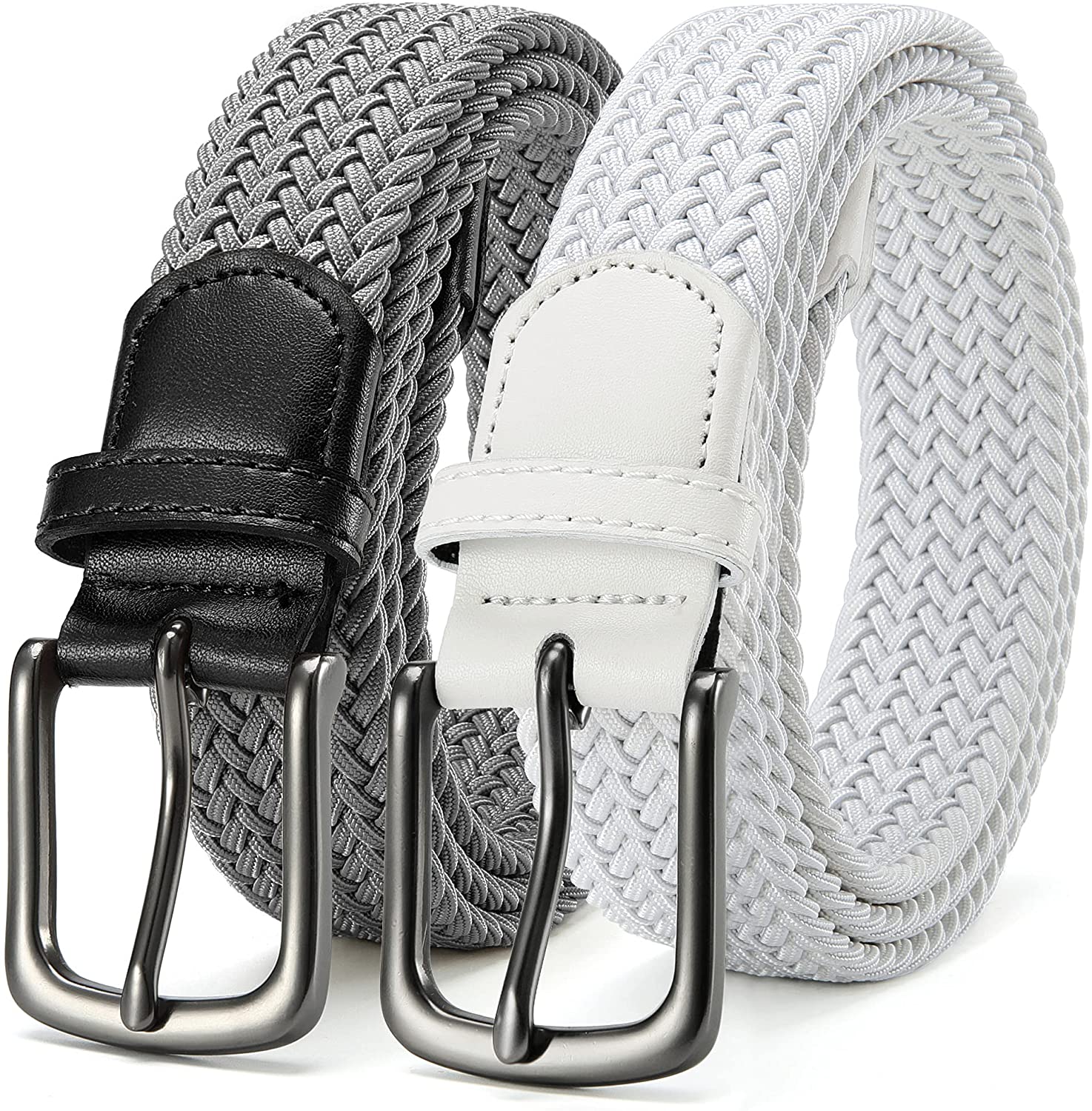 Stretch Braided Golf Belt 2 Pack, Mens Casual Woven Elastic Belt 1 3/8 in  Gift