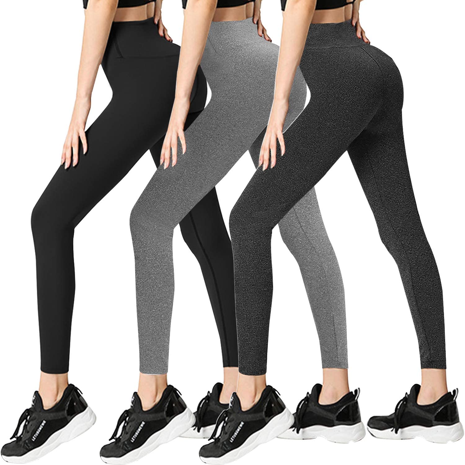3 Pack High Waisted Leggings for Women No See Through Yoga Pants