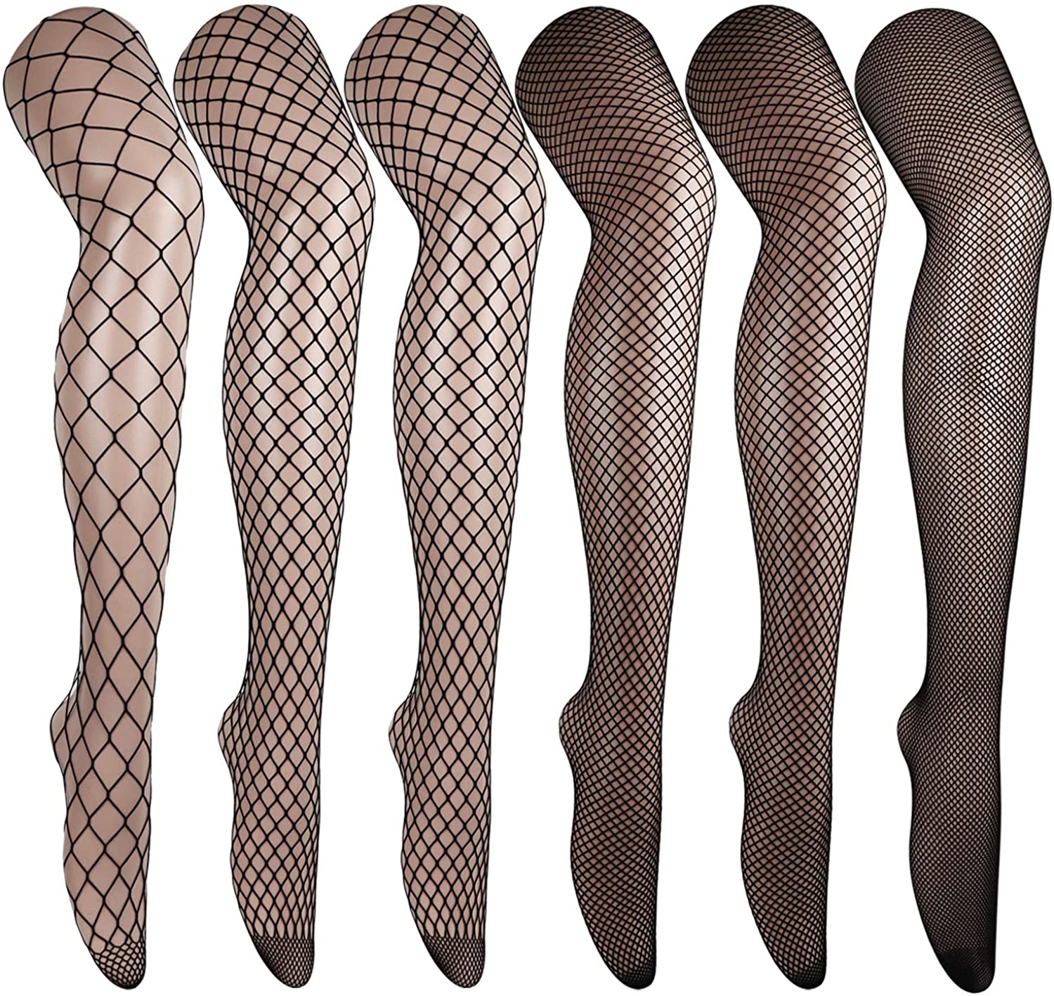 DRESHOW 6 Pack Fishnet Stockings Hight Waist Tights Thigh High Pantyhose 