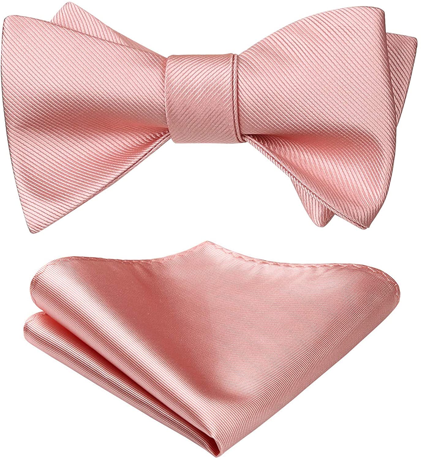 Solid Untied Bow Ties for Men Classic Satin Self Tie Bowtie Hanky Set by HISDERN