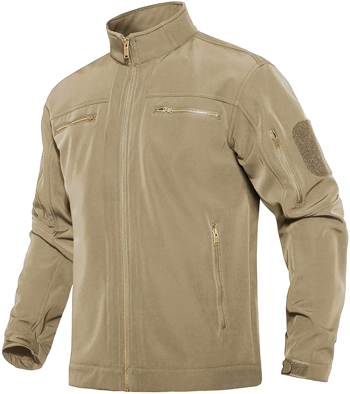 MAGCOMSEN Men's Winter Tactical Jacket 6 Metal Zipper Pockets Water Resistant Fleece Lined Softshell Jacket 