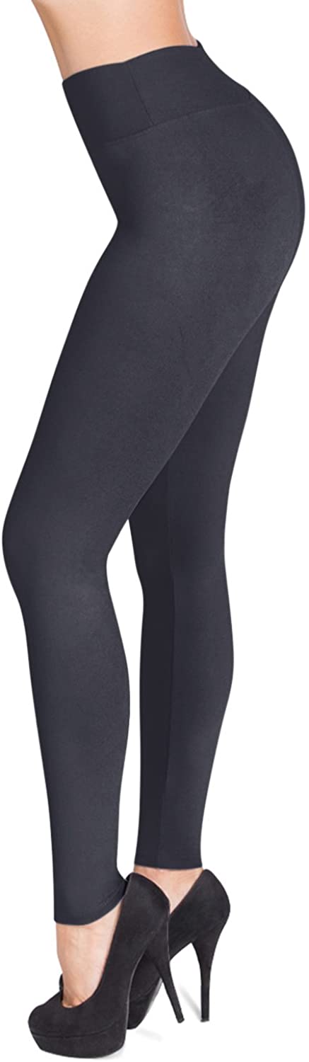 SATINA High Waisted Leggings for Women - Biker Shorts, Capris, Full Length  in Black, Red, Vintage Violet, Fuchsia