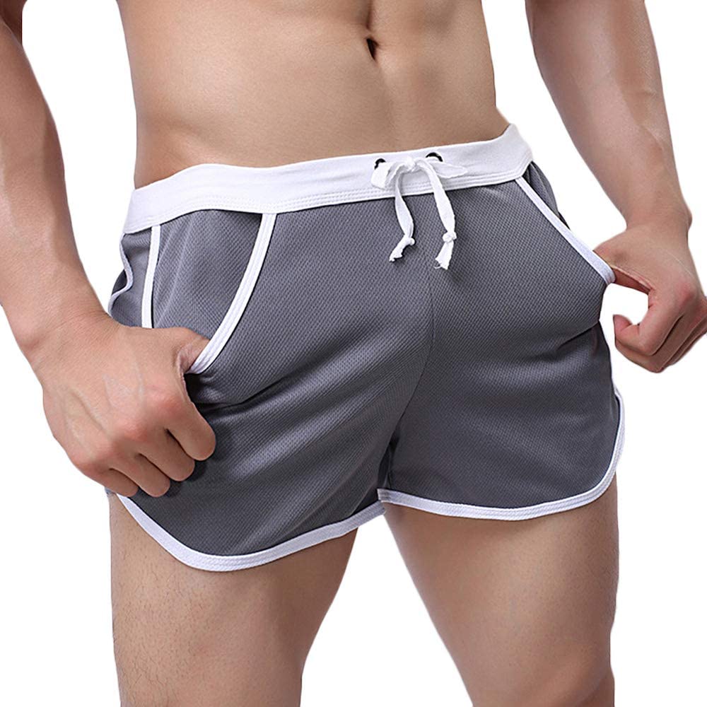 Rexcyril Mens Running Workout Shorts Mesh Bodybuilding Gym Fitness Training Short Pants 