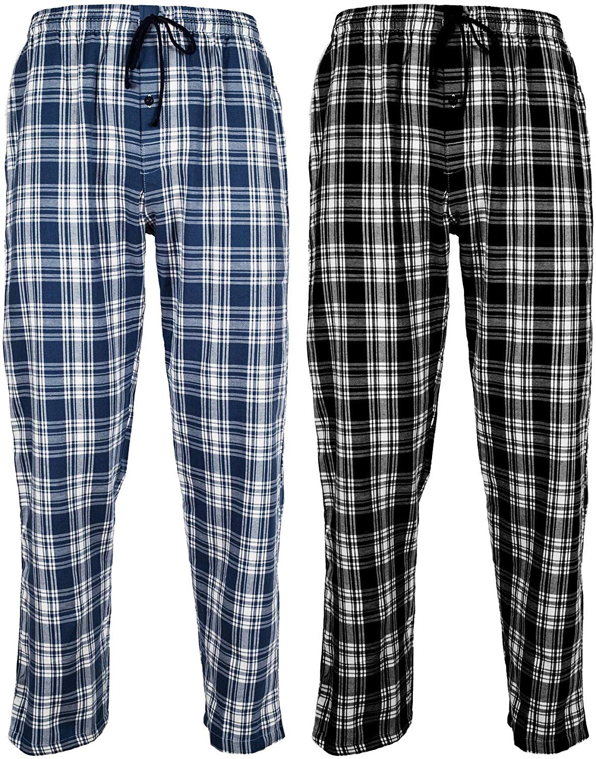 2 Pack Andrew Scott Mens 100% Cotton Super Soft Flannel Plaid Pajama Pants 