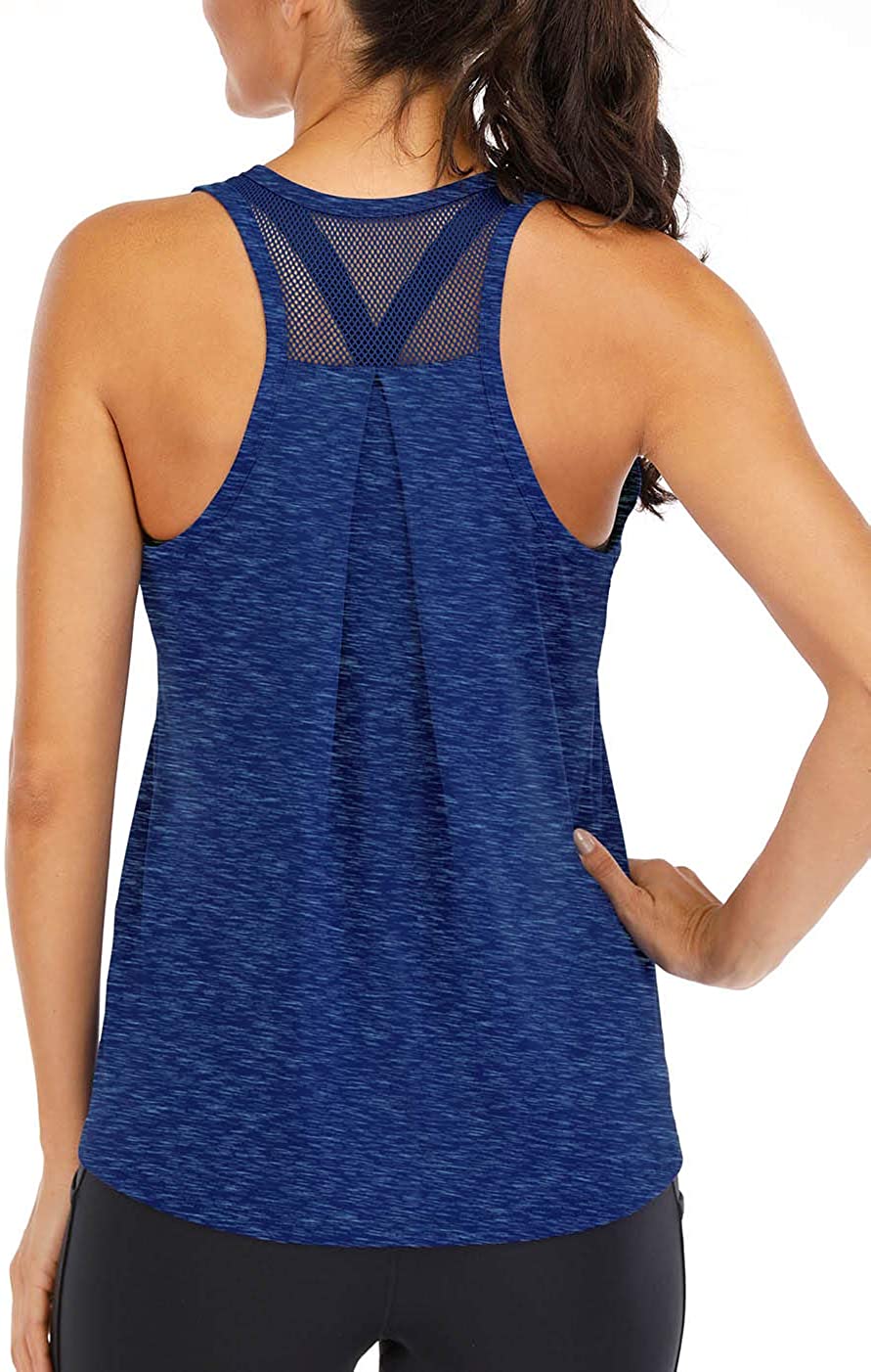 Fihapyli ICTIVE Workout Tank Tops for Women Loose fit Yoga Tops for Women  Mesh Racerback Tank Tops Open Back Muscle Tank : : Clothing, Shoes