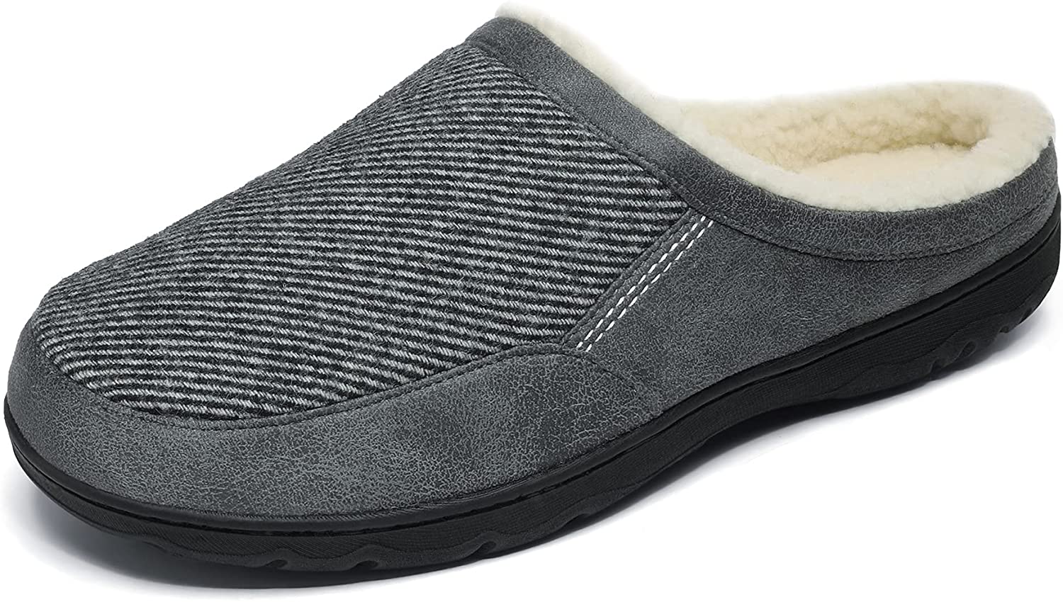 DREAM PAIRS Mens Memory Foam Slippers Comfort Plush Fleece Closed Toe Non-Slip Indoor Outdoor House Shoes 