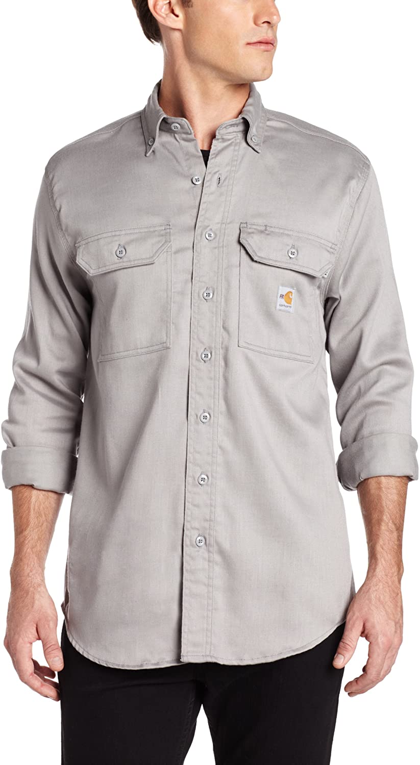 Carhartt Men's Khaki Flame-Resistant Lightweight Twill Shirt