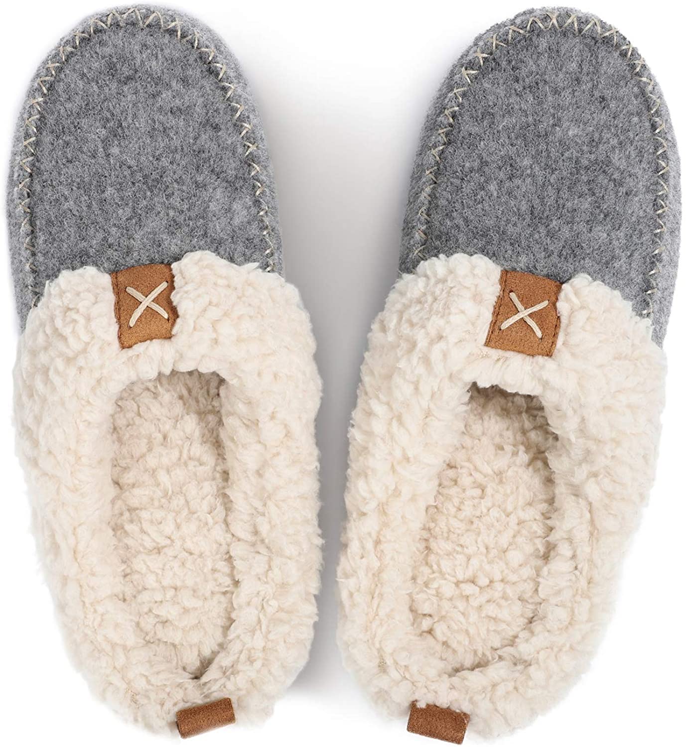 LongBay Ladies Moccasin Slippers Suedette with Warm Plush Lined Memory Foam Women House Slipper Boots