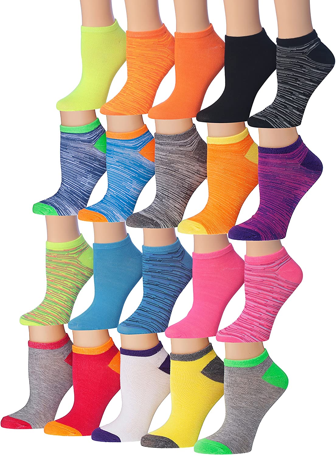 Tipi Toe Womens 6-Pairs Colorful Patterned Low Cut/No Show Socks 
