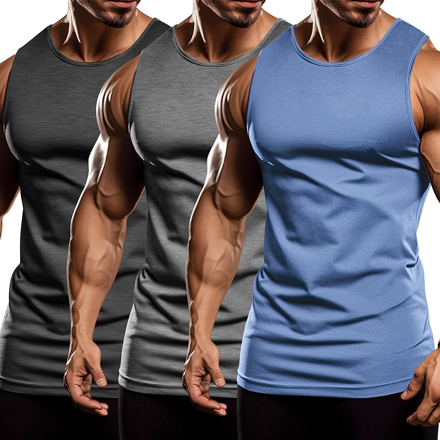 COOFANDY Men's 3 Pack Workout Tank Tops Gym Muscle Tee Bodybuilding Fitness  Sleeveless T Shirts