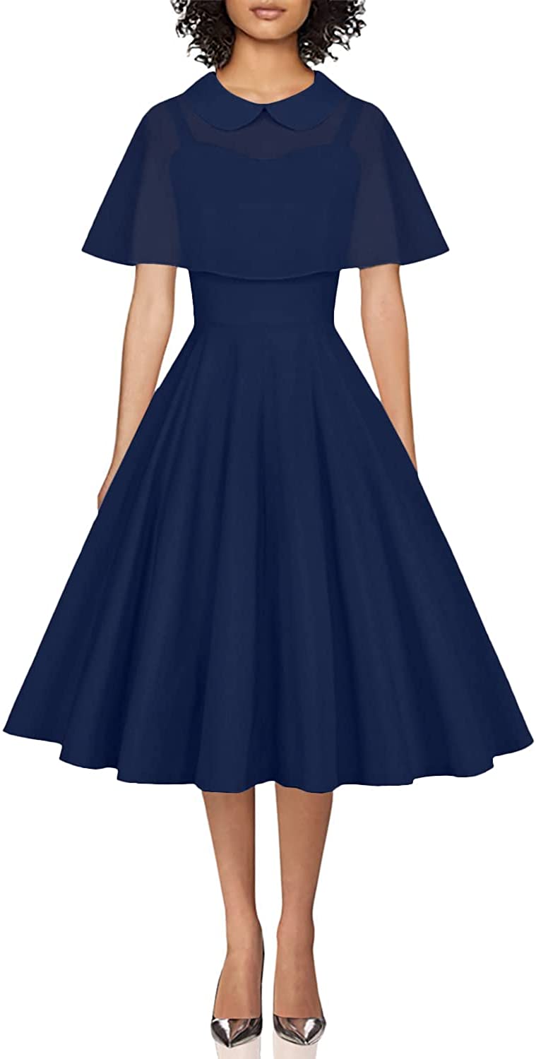 GownTown Women's 1950s Retro Vintage V-Neck Party Swing Dress Cocktail Dress