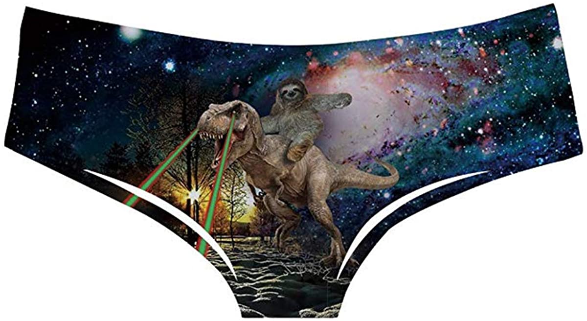 TUONROAD Womens Funny Novelty Flirty Panties Cute 3D Printed Underwears Dark Colors Nebula Taco Cat Stretch Smooth Breathable Comfortable Briefs Perfect Party Gift for Girls Size S 