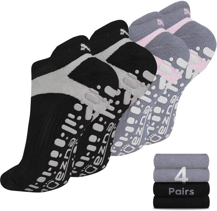 Muezna Non Slip Yoga Socks for Women, Anti-Skid Pilates, Barre, Hospital  Socks with Grips, Size 5-10