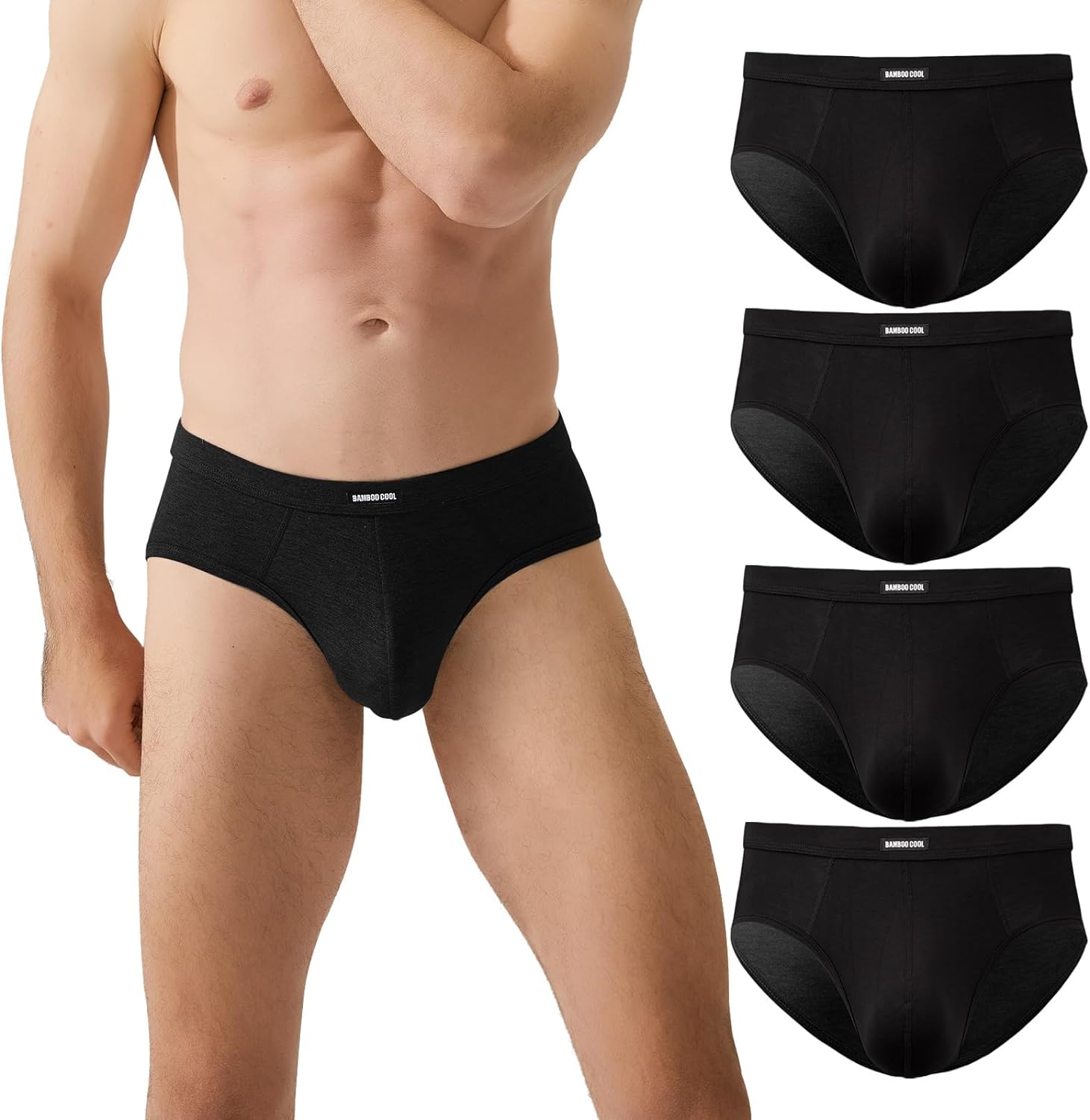 BAMBOO COOL Men's Underwear Briefs Bamboo Viscose Coverd Waistband Comfort  Soft